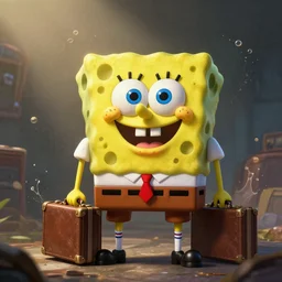 amazing portrait of gangster spongebob with a thompson and a briefcase, deiv calviz, splash art, natural light, elegant, intricate, fantasy, atmospheric lighting, by greg rutkowski, league of legends splash art, hd wallpaper, ultra high details