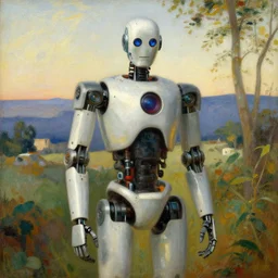 a portrait of a 🤖 in a scenic environment by edwin austin abbey