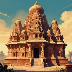 ancient indian structure, retrowave epic art, trending on art station