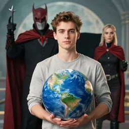 a handsome young man who is about to save the world from an evil dictator and his evil corporation