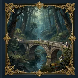 book cover!!!!!!!!!!!!, old bridge, fantasy forest landscape, fantasy magic, light night, intricate, elegant, sharp focus, illustration, highly detailed, digital painting, concept art, matte, art by wlop and artgerm and ivan shishkin and andrey shishkin, masterpiece