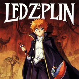 album cover of sans undertale in the style of led zeppelin, sharp image, high resolution