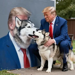 donald trump bitten by husky painted