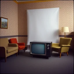 kodak portra 4 0 0, wetplate, 1 9 2 0 s room, 1 9 2 0 s furniture, carpet, 1 9 2 0 s wallpaper, a giant vintage television on the floor, muted colours, blueberry, 1 9 2 0 s style, motion blur, portrait photo of a backdrop, concrete, wood, fog, by georges melies and by britt marling