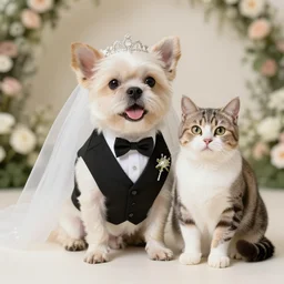 dog bridegroom with cat bride