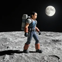 Samus Aran walking on the moon