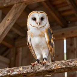 a beautiful barn owl roosting in a barn, unreal engine rendering