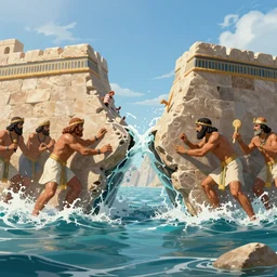 moses and the splitting of the sea, walls of water, hyperdetailed, artstation, cgsociety, 8 k