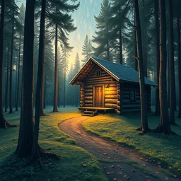 [ a log cabin in the forest ] [ van gogh ] [ cinematic matte ]