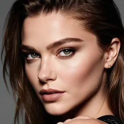 Miranda Kerr portrait picture dramatic detailed face for Versace shot by Ben Watts