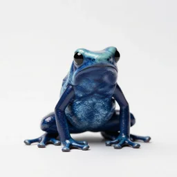 fluffy poison dart frog, studio photography, full body, isolated on a pure white background, centered, entire subject in frame, sharp focus, soft studio lighting