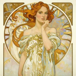 a beautiful painting of natalie portman by Alphonse Mucha and by yoshitaka Amano and by Mark Brooks and by john william waterhouse, Art Nouveau, Neo-Gothic, gothic, award winning painting, hyperdetailed, detailed