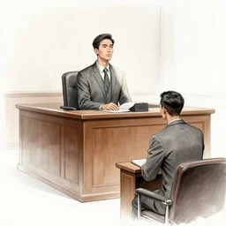 courtroom sketch of a man on trial for violating the physical laws of the 4 th dimension