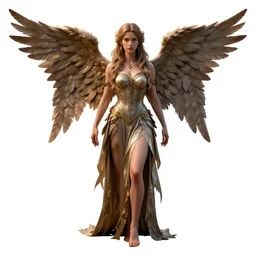 stern fallen angel, detailed 3d character render, full body, standing, isolated on a pure white background, centered, whole figure in frame, sharp focus, studio lighting