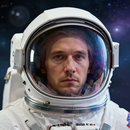 retrofuturistic portrait of a man with in astronaut helmet, smooth transparent visor, reflective gradient, detailed space nebula graphics in background, close up, quint buchholz, wlop, dan mumford, artgerm, liam brazier, peter mohrbacher, raw, featured on artstation, octane render, cinematic, elegant, intricate, 8 k, cyberpunk