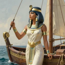 Jennifer connelly as ancient egyptian female warrior, on ship, sea, intricate, elegant, highly detailed, digital painting, artstation, concept art, smooth, sharp focus, illustration, orientalism, edwin long, theodore ralli, aleksi briclot, rutkowski, bouguereau