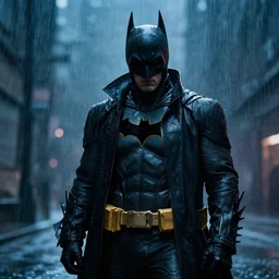 cyberpunk batman in the rain