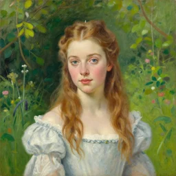 portrait of a princess, painting by michael wellen, john stephens, in a verdant garden, tone mapping, trending on artstation