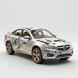 an abstract car made out of body parts