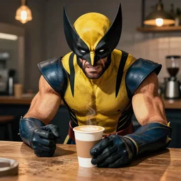 real photo of wolverine doing coffee late art hart