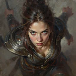 highly detailed oil painting, portrait of woman character in game, intricate, epic scale, fantasy character portrait, dynamic pose, above view, top lighting, realistic shaded, loose brush strokes, perfect face, 8 k realistic, hyper detailed, digital painting, artstation, concept art, hyper detailed eyes, top lighting, art by sam spratt and peter mohrbacher