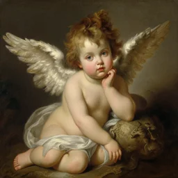 baroque rococo painting of a cherub portrait Greg Hildebrandt Lisa Frank