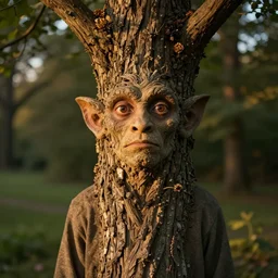 portrait of tree devil by Peter Mohrbacher and Peter Gric, volumetric lighting, good composition, trending on artstation, polarizer filter, in the golden hour