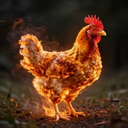 chicken made of fire