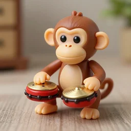 photo of a toy monkey with cymbals