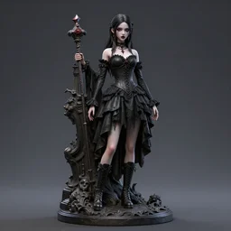 a woman in a black dress and boots, a statue by huang ji, pinterest contest winner, gothic art, gothic, daz 3 d, goth