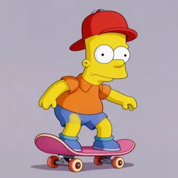 close up sci - fi bart simpson, red baseball hat and riding a pink skateboard, centered, digital painting, smooth, sharp focus, illustration, artgerm, tomasz alen kopera, peter mohrbacher, donato giancola, joseph christian leyendecker, wlop, frank frazetta