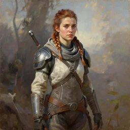 oil portrait of aloy from horizon zero dawn, by rembrandt