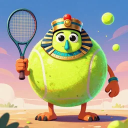 a tennis ball monsters ,Egyptian, colorful, digital art, fantasy, magic, trending on artstation, ultra detailed, professional illustration by Basil Gogos