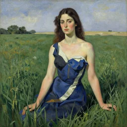 beautiful woman in a field by picasso
