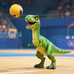 velociraptors playing volleyball