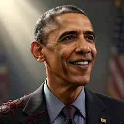 Barack Obama smiling, dreamlike, horror, intricate detail, 3d render, octane render, god rays, depth of field, trending on artstation, 4k, hd