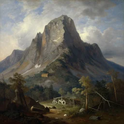 artwork of the cinematic view of the alien mountain - foot harborage by frederic edwin church