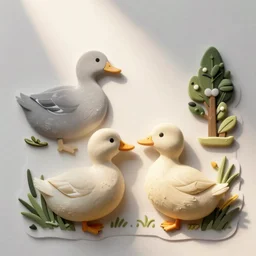 die cut sticker of ducks doing cute things