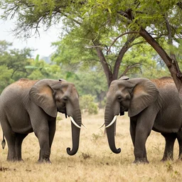 two elephants who talking about trees