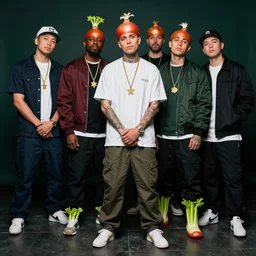 gangster rappers the Onion Heads and Celery Foot gang. Each gang can be distinguished by wearing their colours and onion heads and celery feet. Award winning photography
