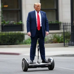 trump riding a hoverboard