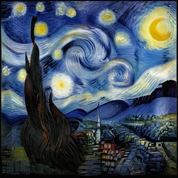 starry night in the style of Escher