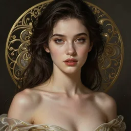 sexy young woman, fantasy, intricate, highly-detailed, elegant, dramatic lighting, gorgeous face, sexy gown, lifelike, photorealistic face, digital painting, artstation,  illustration, concept art, smooth, sharp focus, art by Jude Palencar, Luis Royo, John Collier and Albert Aublet and Krenz Cushart and Artem Demura and Alphonse Mucha