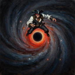 center of black hole, with strong pirate motive by zdzisław beksinski, oil on canvas
