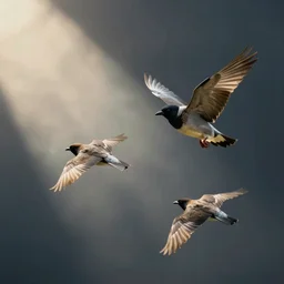 birds flying in zero gravity