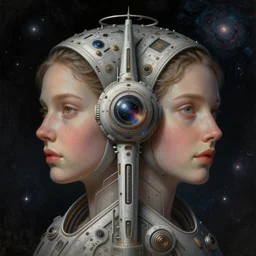 symmetry!! ultra realistic portrait of space colony discovery one!! moon and galaxy in background!, intricate, elegant, highly detailed, digital painting, artstation, concept art, smooth, sharp focus, illustration, art by cgsociety, 8 k