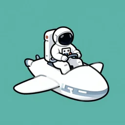 simplistic, basic digital drawing in photoshop of astronaut driving a sci - fi flying vehicle