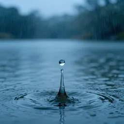 a raindrop falling into a lake full of water, digital art of alberto seveso