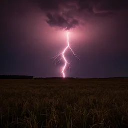 field, night, (red lightning)