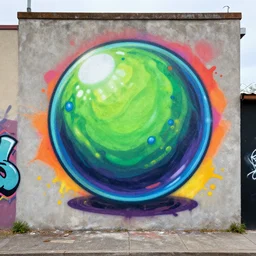 slime ball as graffiti mural by lee, masterpiece, trending on artstation